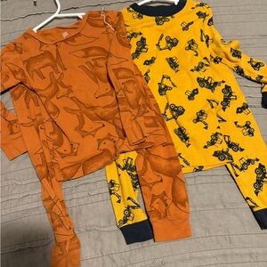 Vibrant Orange and Yellow Kids Pajama Set with Fun Prints